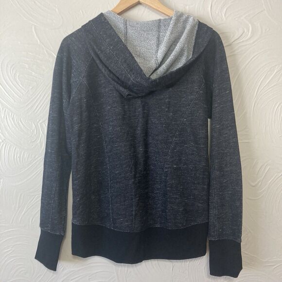 2(X)IST Marled Black French Terry Hoodie Zip Up Running Cotton Blend Jacket M - Picture 2 of 7